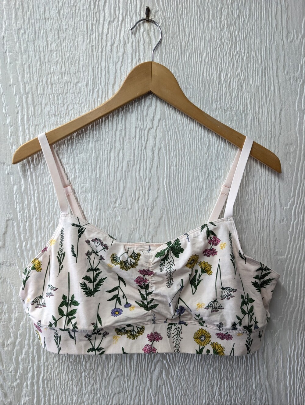Duluth Trading Organic Cotton Bralette Bra Floral Wildflowers Women's Size XL
